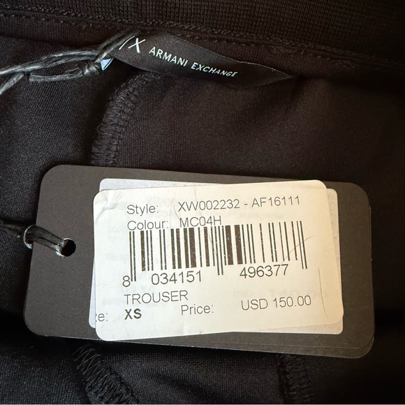 Armani Exchange Women Black TROUSER Jogger Sweatpants with Pockets Size: XS - Picture 3 of 10